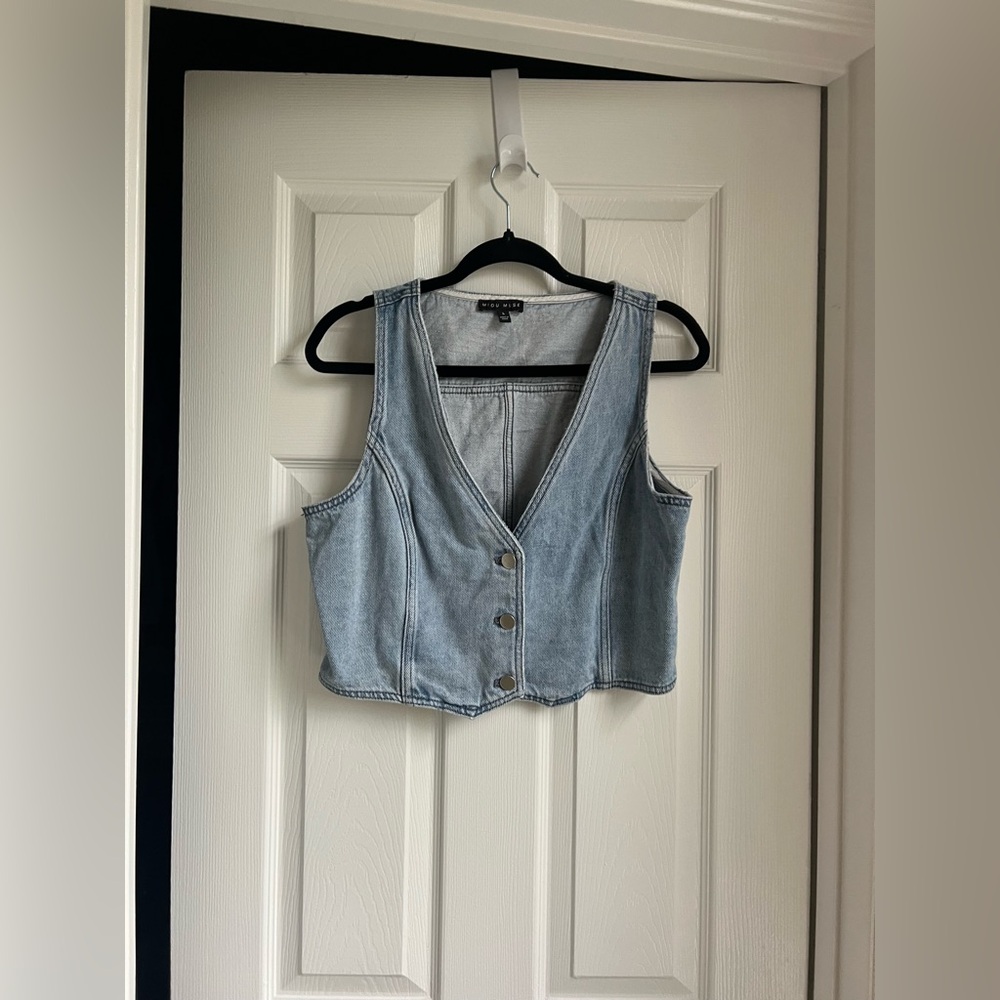 Casual Light Blue Denim Tank Top